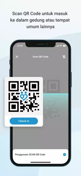 PeduliLindungi: Scanning a QR code