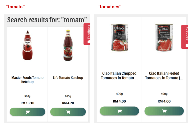 JayaGrocer results for tomato and tomatoes